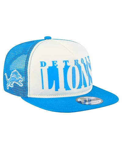 New Era Men's Cream/Blue Detroit Lions Cutout A-Frame 9FIFTY Snapback Hat
