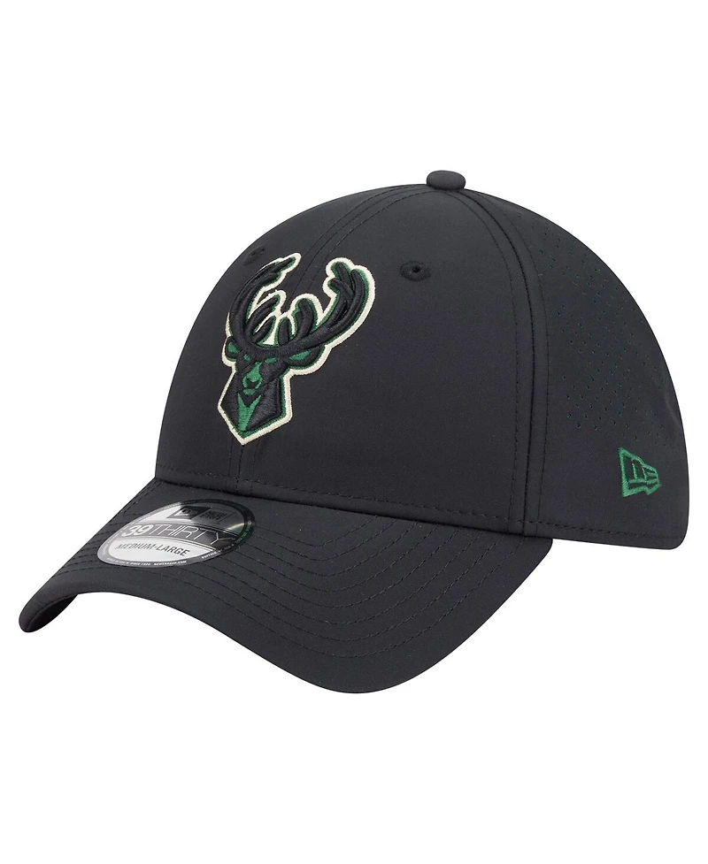 New Era Men's Black Milwaukee Bucks Night 39THIRTY Flex Hat