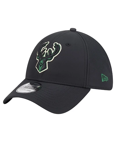 New Era Men's Black Milwaukee Bucks Night 39THIRTY Flex Hat