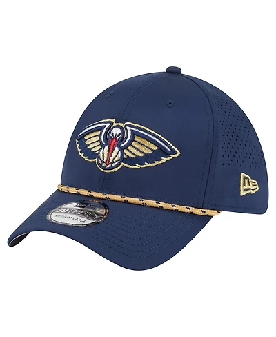 New Era Men's Navy Orleans Pelicans Featherweight Poly Rope Flex 39Thirty Hat