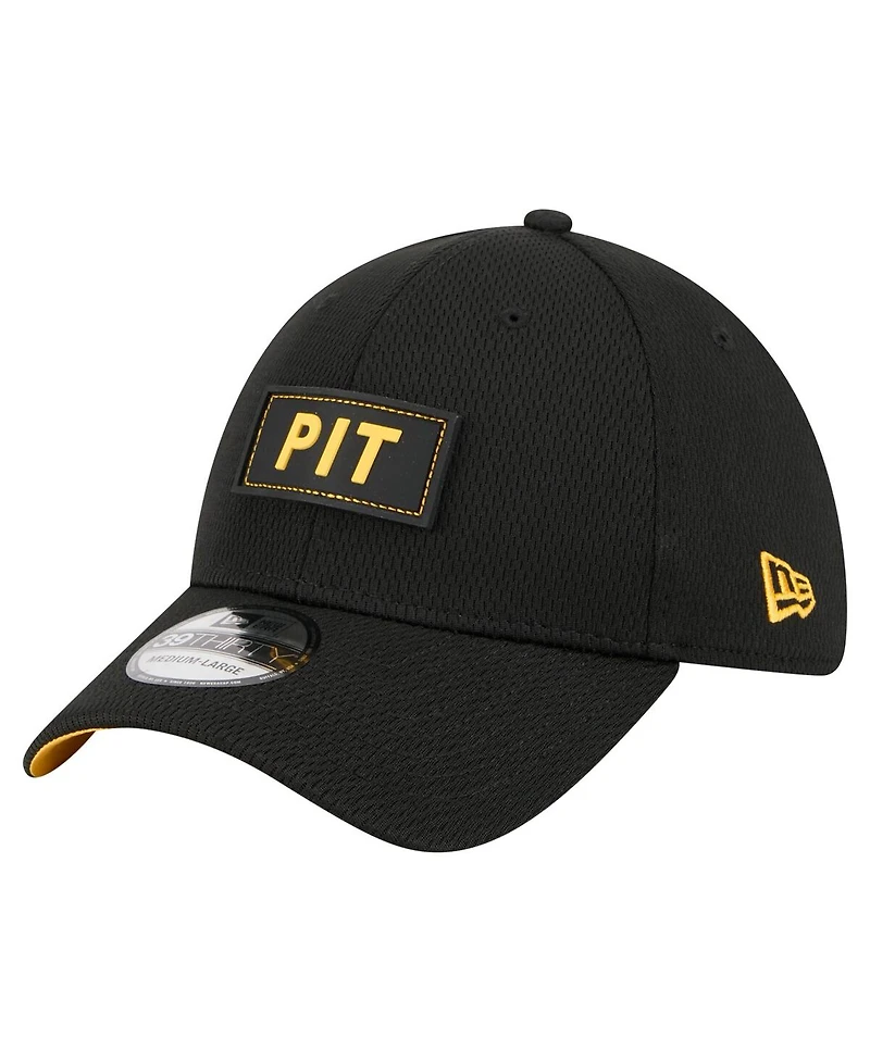 New Era Men's Black Pittsburgh Steelers Scoreboard 39THIRTY Flex Hat
