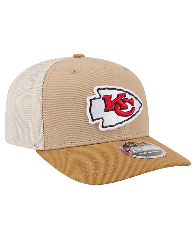New Era Men's Light Beige Kansas City Chiefs Two-Tone Trucker 9SEVENTY Adjustable Hat