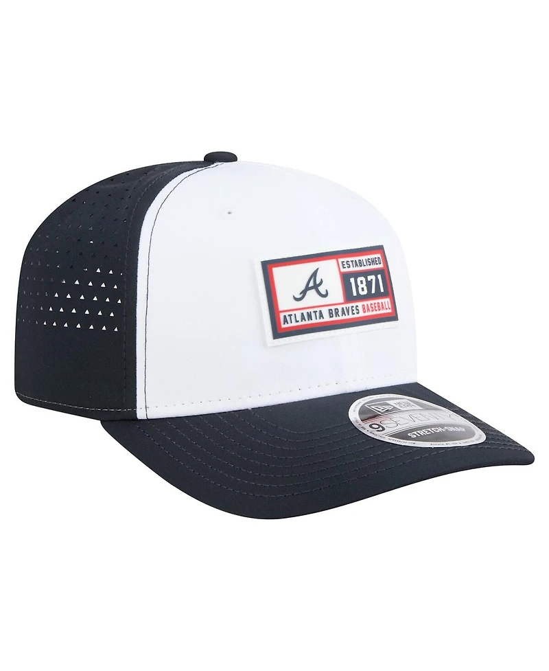 New Era Men's White/Navy Atlanta Braves Established Patch 9SEVENTY Adjustable Hat