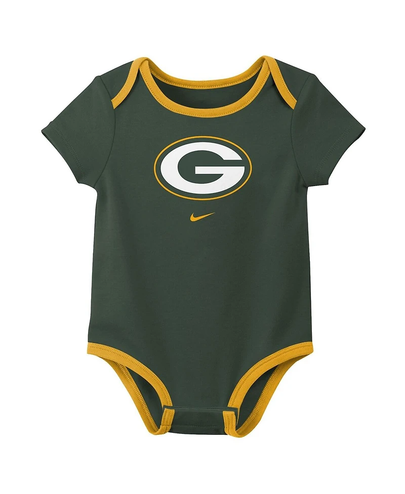 Nike Baby Boys and Girls 3-Piece Green Bay Packers Bodysuit Set