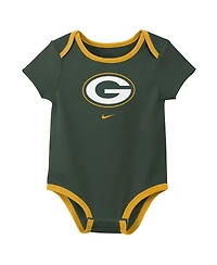 Nike Baby Boys and Girls 3-Piece Green Bay Packers Bodysuit Set