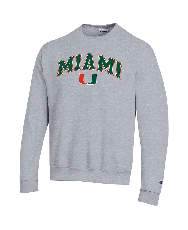Champion Men's Heather Gray Miami Hurricanes Arch Over Logo Pullover Sweatshirt