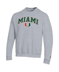 Champion Men's Heather Gray Miami Hurricanes Arch Over Logo Pullover Sweatshirt