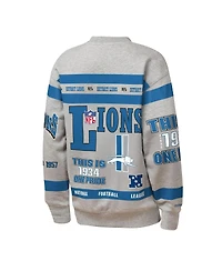 Mitchell & Ness Big Boys and Girls Gray Detroit Lions Throwback All-Over Print Fleece Sweatshirt