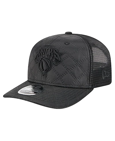 New Era Men's Black New York Knicks Quilted Nylon 9SEVENTY Trucker Adjustable Hat