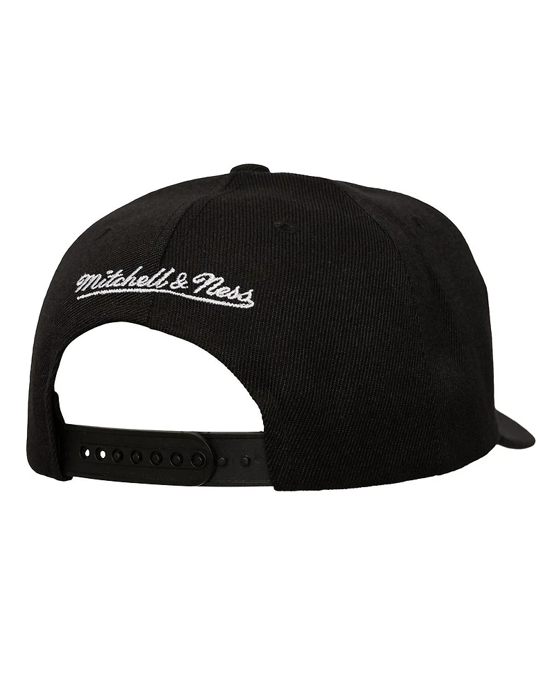 Mitchell & Ness Men's Black San Antonio Spurs Busted Logo Wordmark Wrap-Around Pro Pinch Adjustable Hat