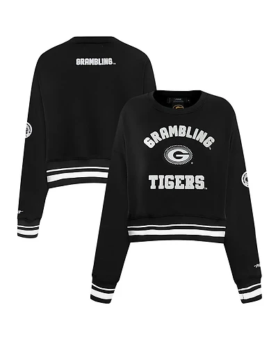 Pro Standard Women's Black Grambling Tigers Cultivated-Pearl Cropped Pullover Sweatshirt