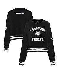 Pro Standard Women's Black Grambling Tigers Cultivated-Pearl Cropped Pullover Sweatshirt