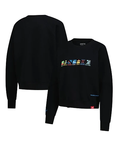Sportiqe Women's Black Abbott World Marathon Majors Ashlyn French Terry Raglan Crewneck Sweatshirt