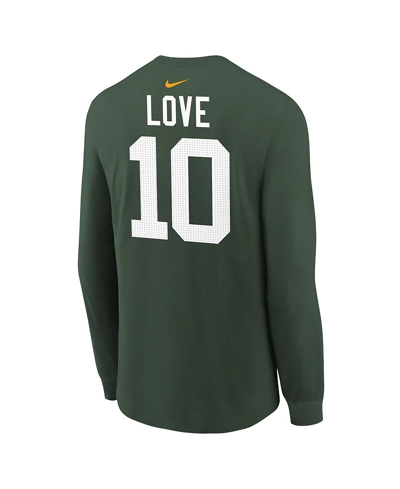 Nike Big Boys and Girls Jordan Love Green Bay Packers Player Name Number Long Sleeve T-Shirt