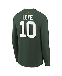 Nike Big Boys and Girls Jordan Love Green Bay Packers Player Name Number Long Sleeve T-Shirt