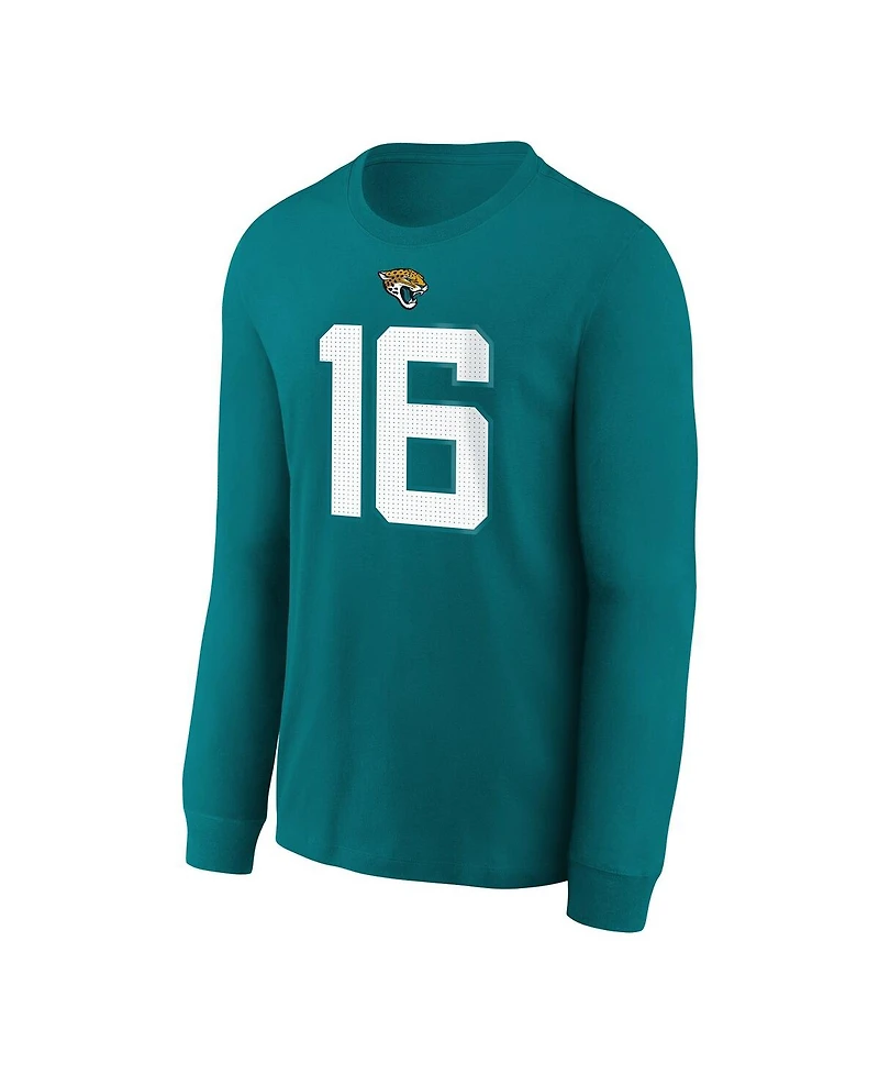 Nike Big Boys and Girls Trevor Lawrence Teal Jacksonville Jaguars Player Name Number Long Sleeve T-Shirt