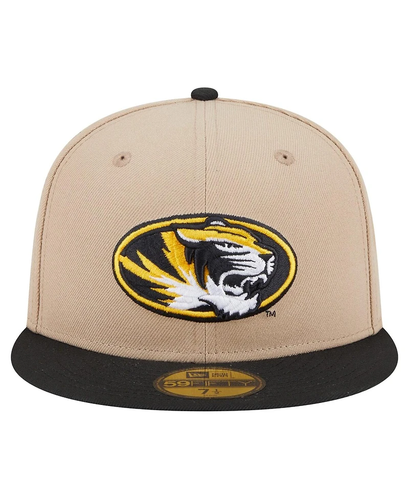 New Era Men's Khaki Missouri Tigers Two-Tone 59FIFTY Fitted Hat