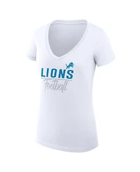 G-iii 4Her by Carl Banks Women's White Detroit Lions V-Neck Fitted T-Shirt