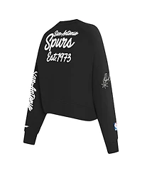 Pro Standard Women's Black San Antonio Spurs Paint The City Cropped Pullover Sweatshirt