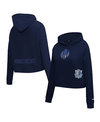 Pro Standard Women's Navy Dallas Mavericks Jewels Cropped Pullover Hoodie