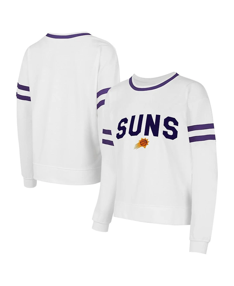 Concepts Sport Women's White/Purple Phoenix Suns Borough Pullover Sweatshirt