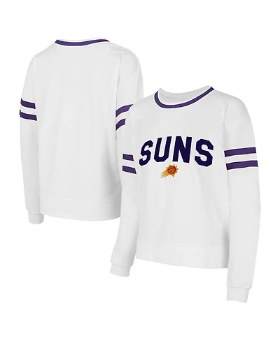 Concepts Sport Women's White/Purple Phoenix Suns Borough Pullover Sweatshirt