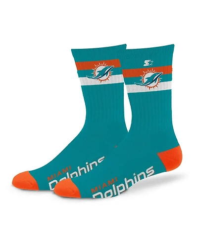 Starter Men's and Women's Miami Dolphins Team Color Two-Stripe Crew Socks
