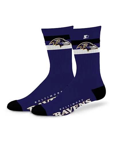 Starter Men's and Women's Baltimore Ravens Team Color Two-Stripe Crew Socks