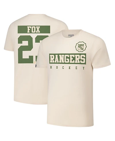 Levelwear Men's Adam Fox Khaki New York Rangers 2024 Nhl Military Appreciation Richmond Delta Player Name Number T-Shirt
