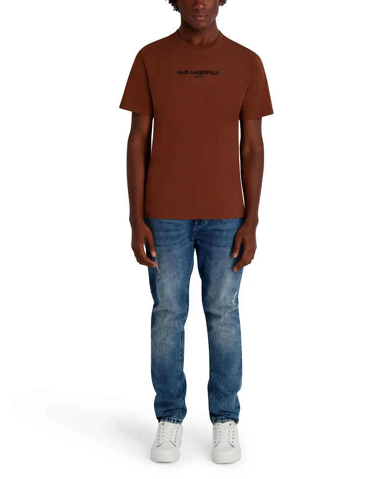Karl Lagerfeld Paris Men's Core Short Sleeve Crewneck Logo T-Shirt