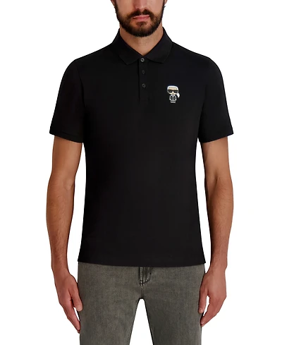 Karl Lagerfeld Paris Men's 3-Button Placket Short Sleeve Polo Shirt
