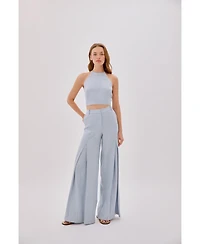 Labeca London Women's Polly Dusty Linen Backless Crop Top