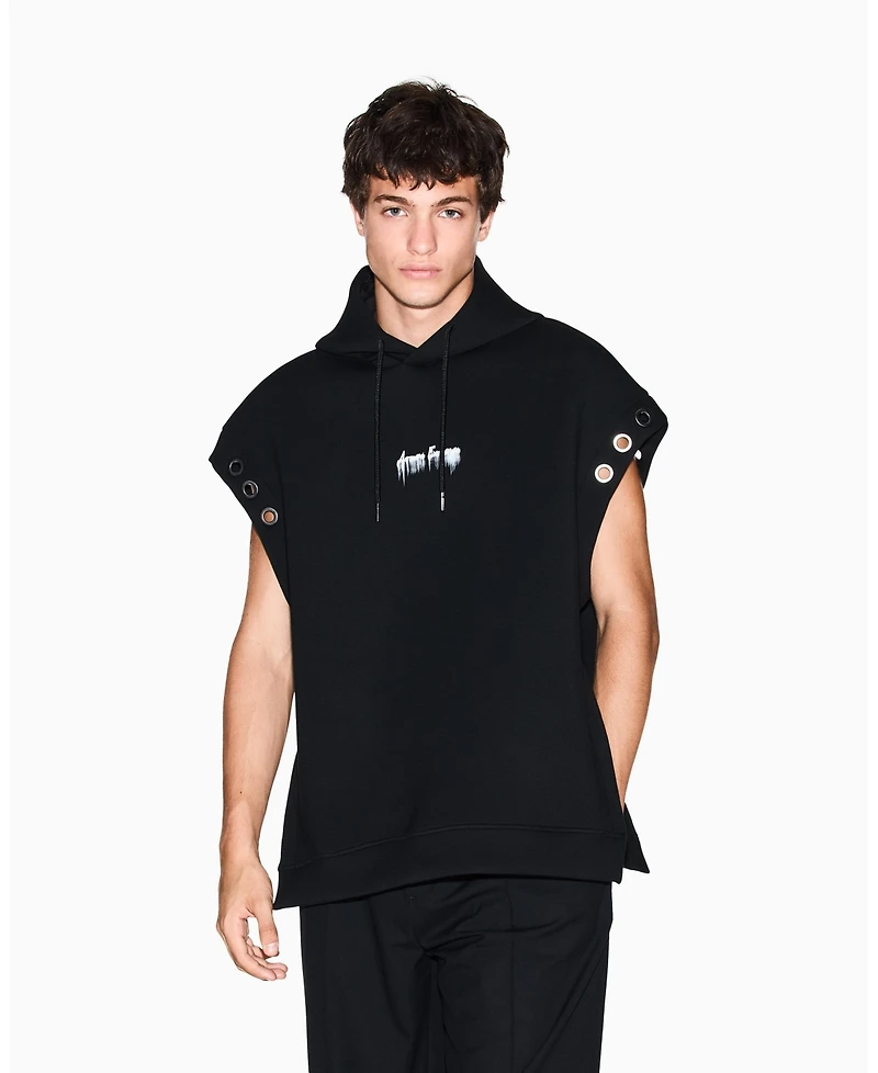 A|X Armani Exchange Men's Night Lab Sleeveless Scuba with Grommets Sweatshirt