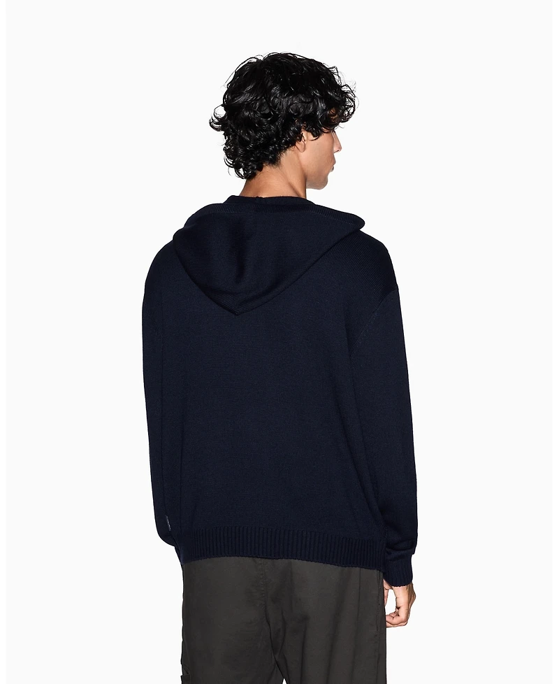A|X Armani Exchange Men's Wool Color Block with Hood Sweater