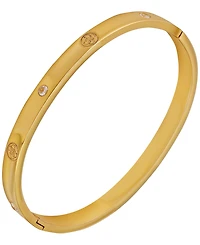 Guess Cubic Zirconia Gold and Silver-Tone Side Hinge Bangle Bracelet