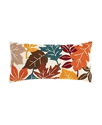 Falling Leaves 100% Cotton Handstitched Small Long Accent Pillow 10" x 20"