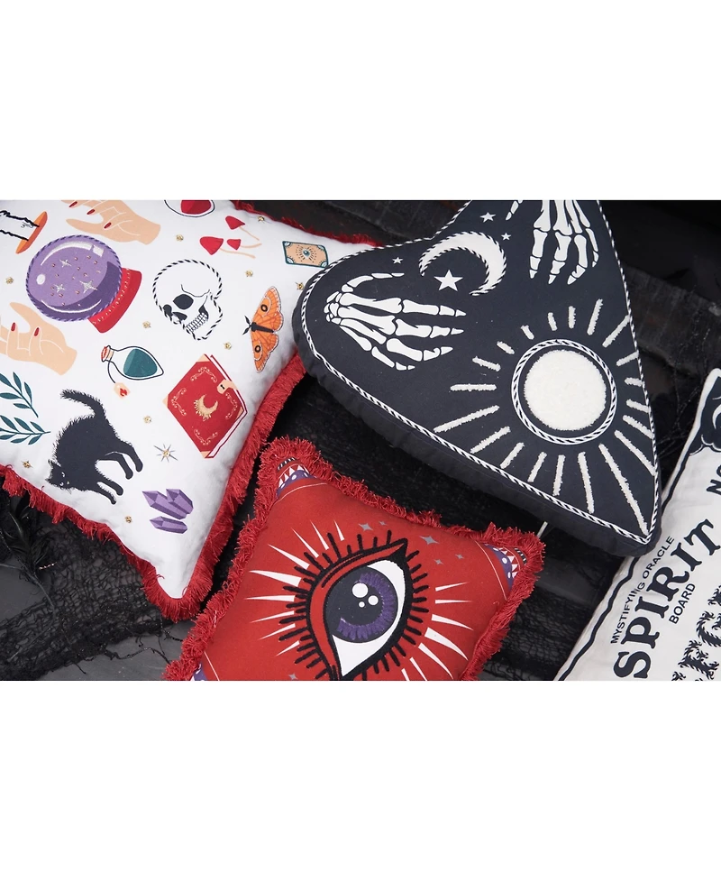 Mystical Planchette Heart Shaped Cotton Blend Halloween Accent Pillow 14" x 16"