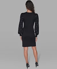 Karl Lagerfeld Paris Women's Embellished Crew Neck Sweater Dress