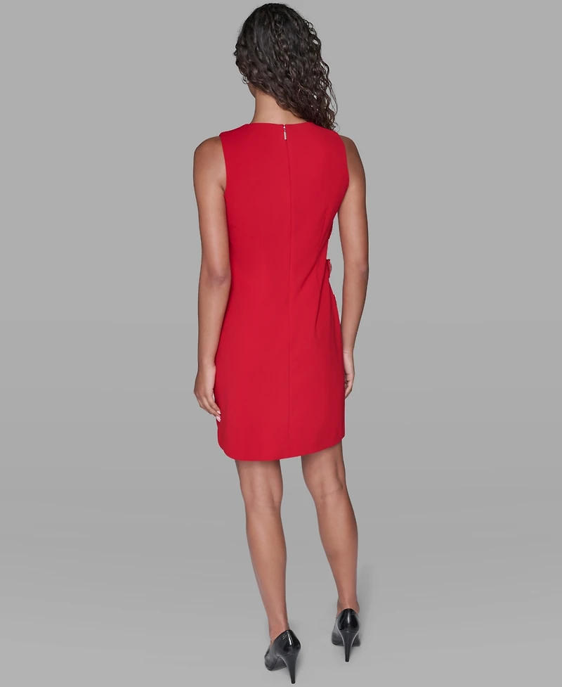 Karl Lagerfeld Paris Women's Bow Detail Crew Neck Sheath Dress