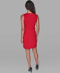 Karl Lagerfeld Paris Women's Bow Detail Crew Neck Sheath Dress