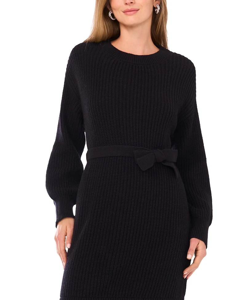 Vince Camuto Women's Embroidered Long-Sleeve Crew Neck Dress