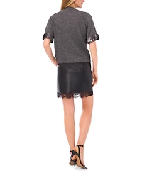 Vince Camuto Women's Mock Neck Short Sleeve Sweater