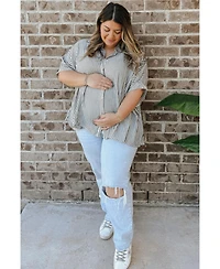 Pinkblush Women's Striped Button Up Dolman Top