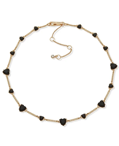 Karl Lagerfeld Paris Black Stone Heart Collar Necklace