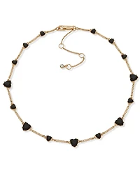 Karl Lagerfeld Paris Black Stone Heart Collar Necklace