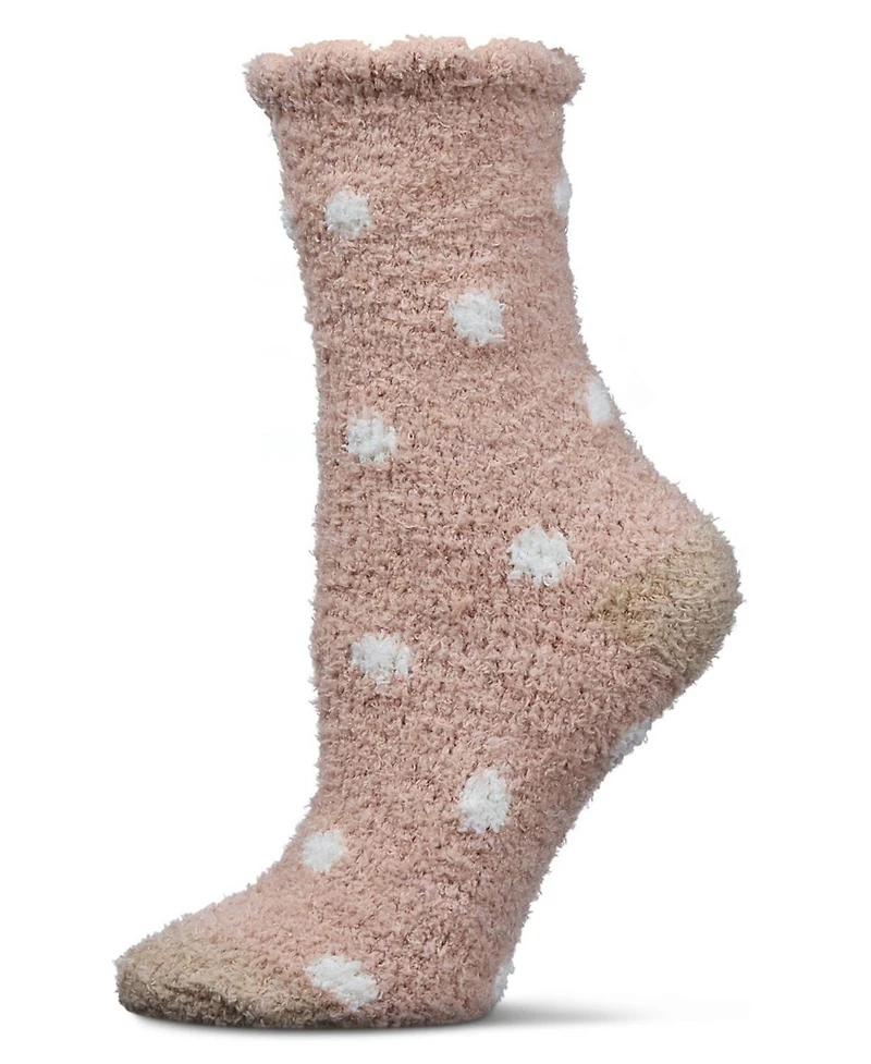 MeMoi Women's Polka Dot Marshmallow Cozy Crew Socks