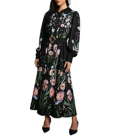 Coast Women's Print Shirt Dress With Lace Trims