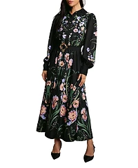 Coast Women's Print Shirt Dress With Lace Trims