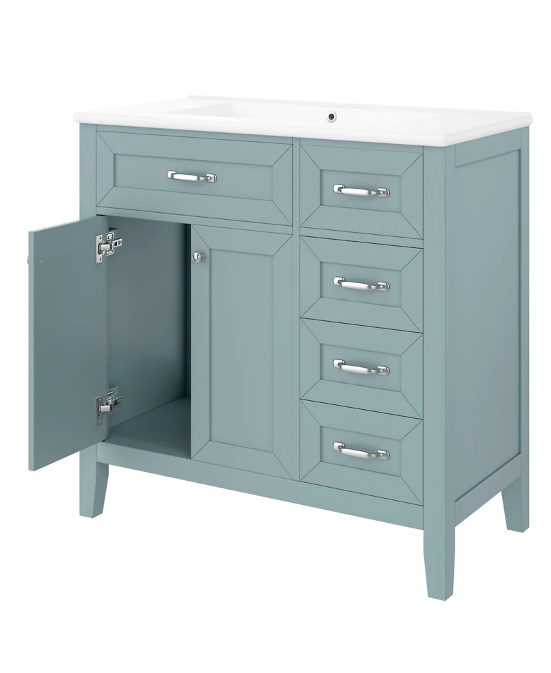 Casainc 36" Bathroom Vanity with Sink Combo, Cabinet Drawers, Solid Frame and Mdf Board