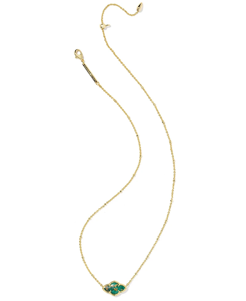Kendra Scott Veined Green Malachite 14K Gold Plated Over Brass Abbie Pendant Necklace